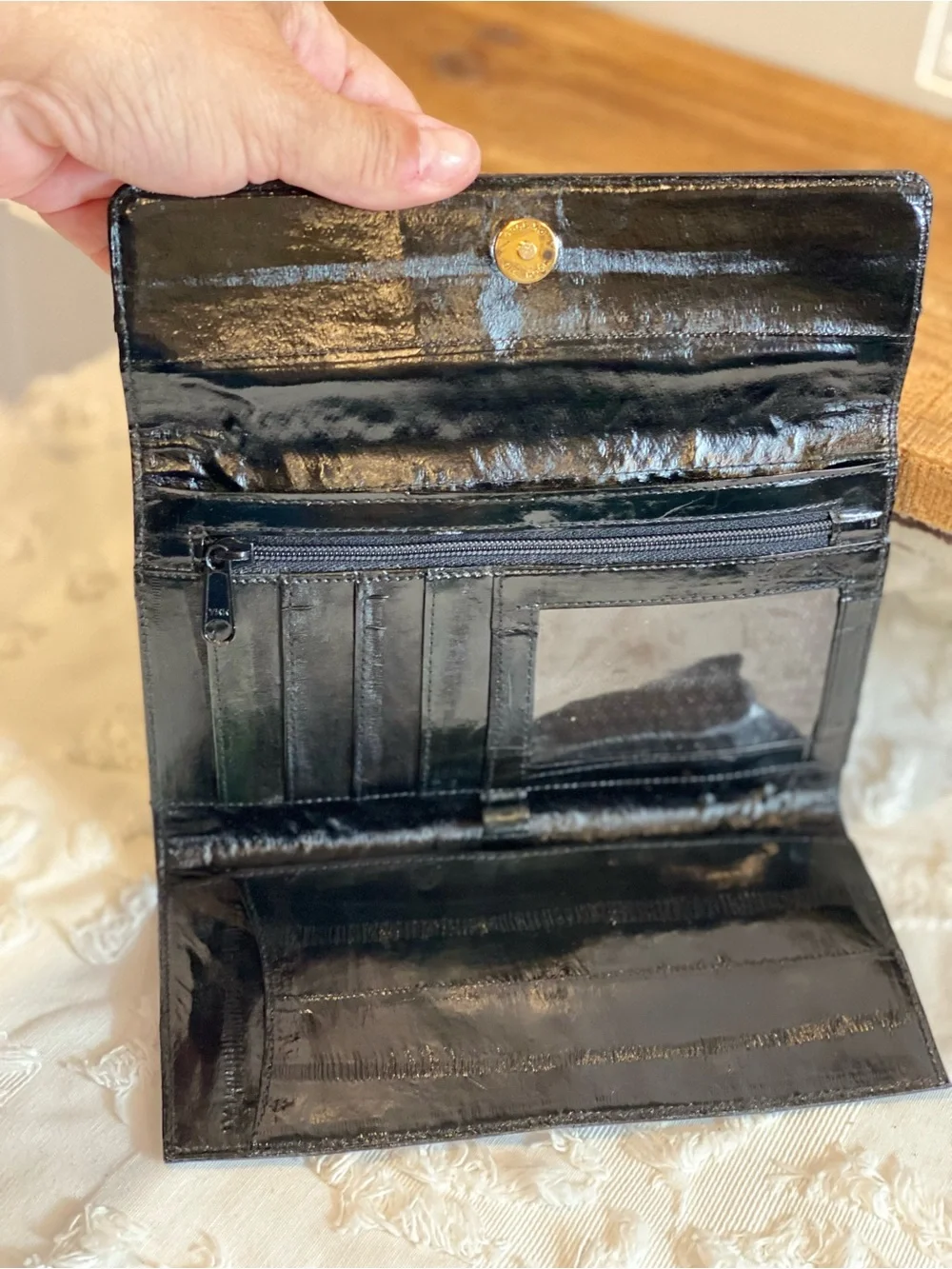 Like New!  Vintage Black Eel Wallet Clutch